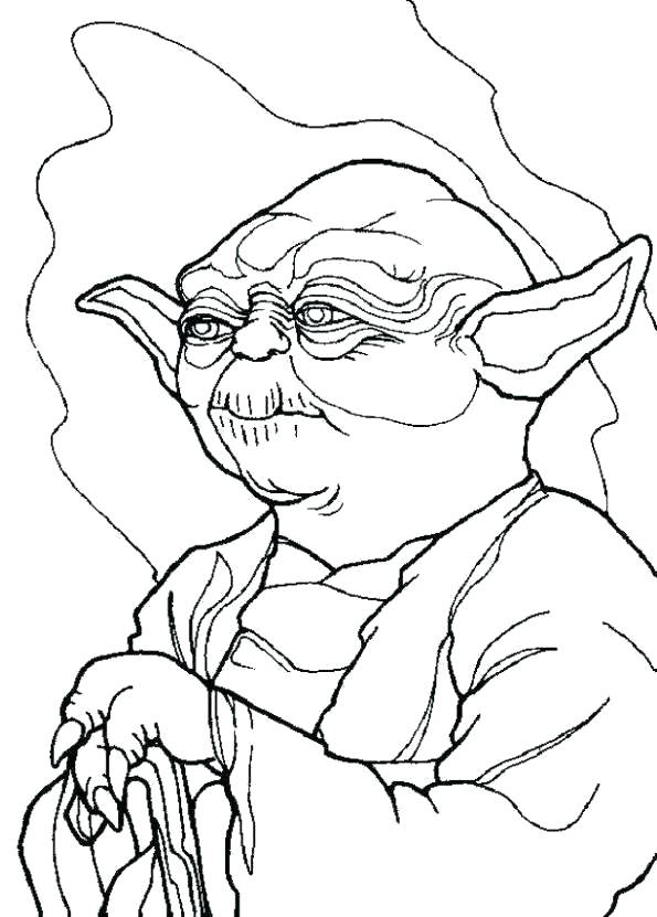 595x831 Yoda Coloring Page Master Swing Light Saber In Star Wars Coloring