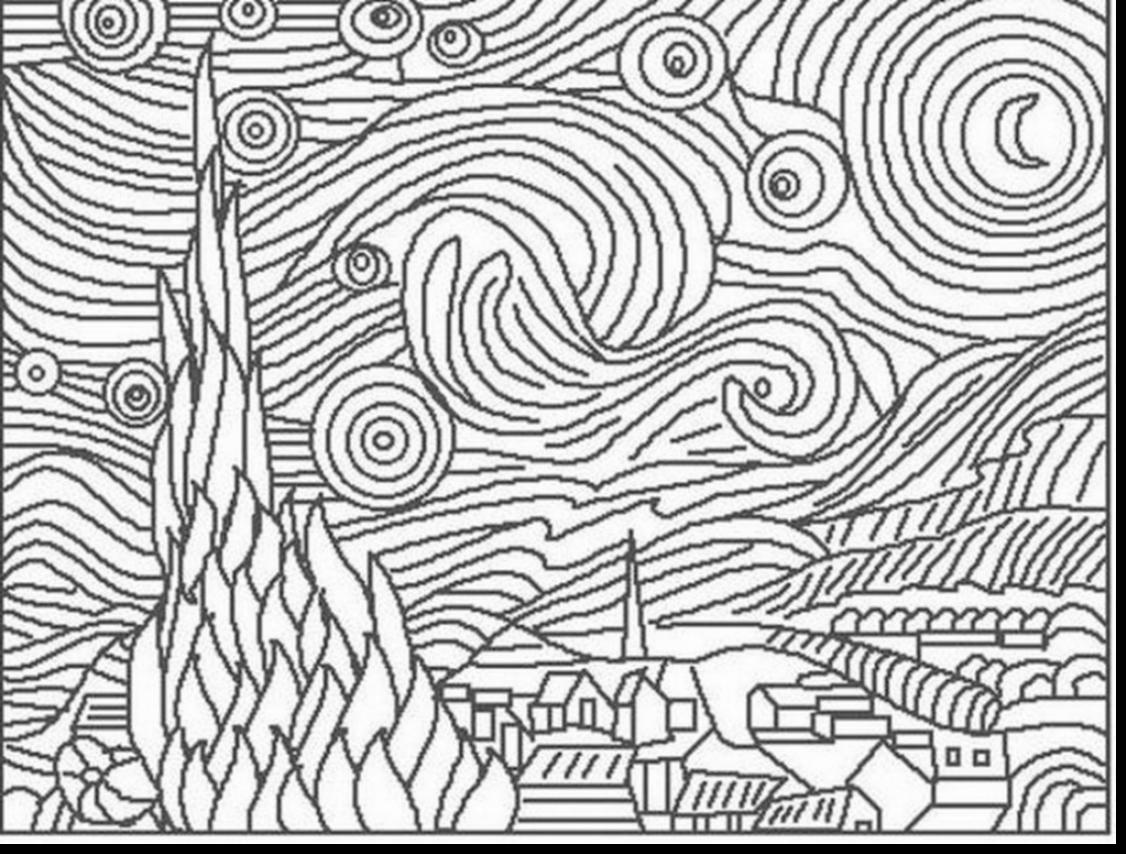 1126x854 Outstanding Printable Coloring Page Pages With Starry Night