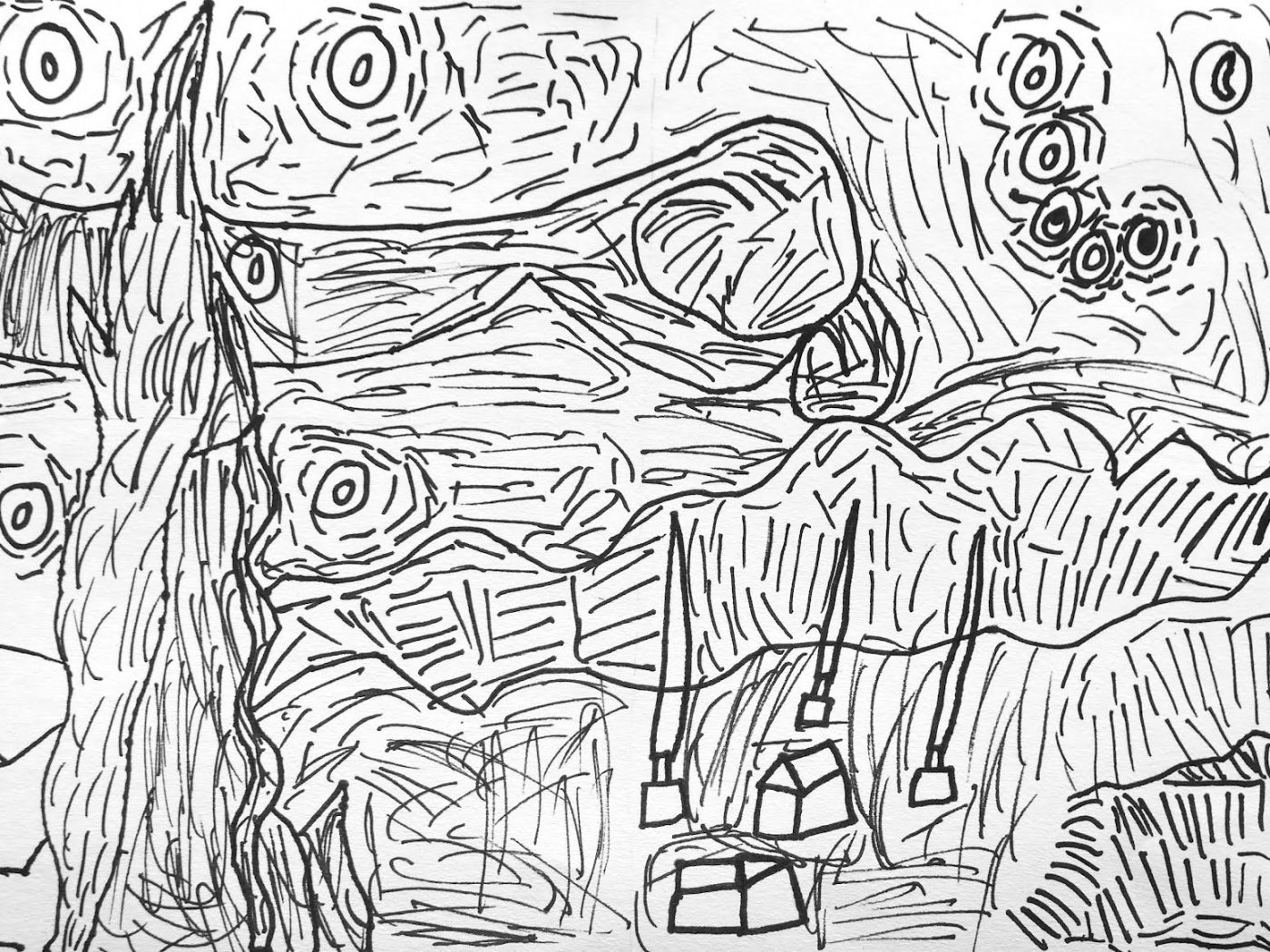 1400x1050 Astounding Van Gogh Starry Night Coloring Page Free Printable