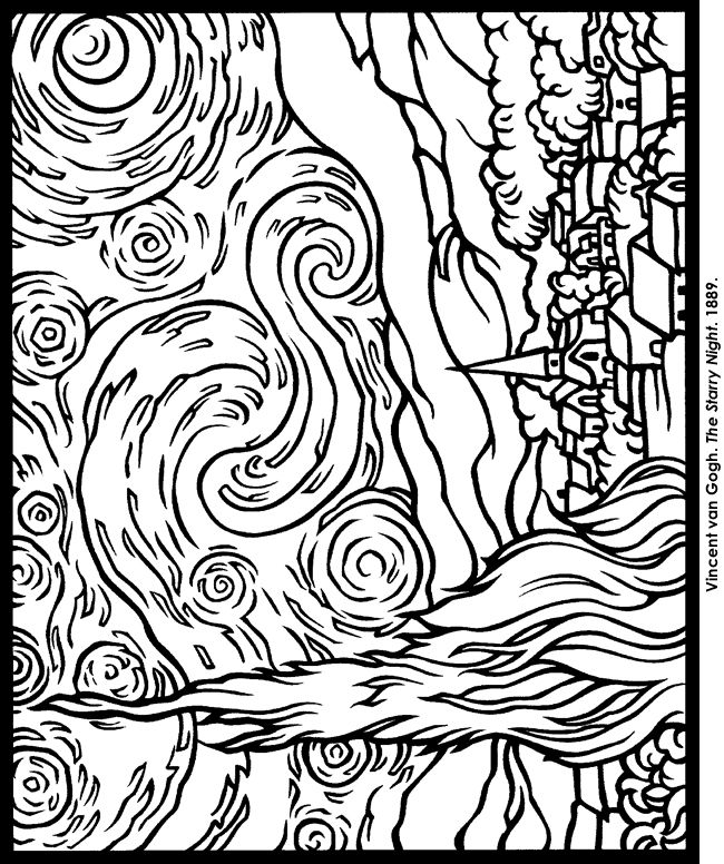 650x776 Starry Night Coloring Page Starry Night Coloring Page Van Gogh