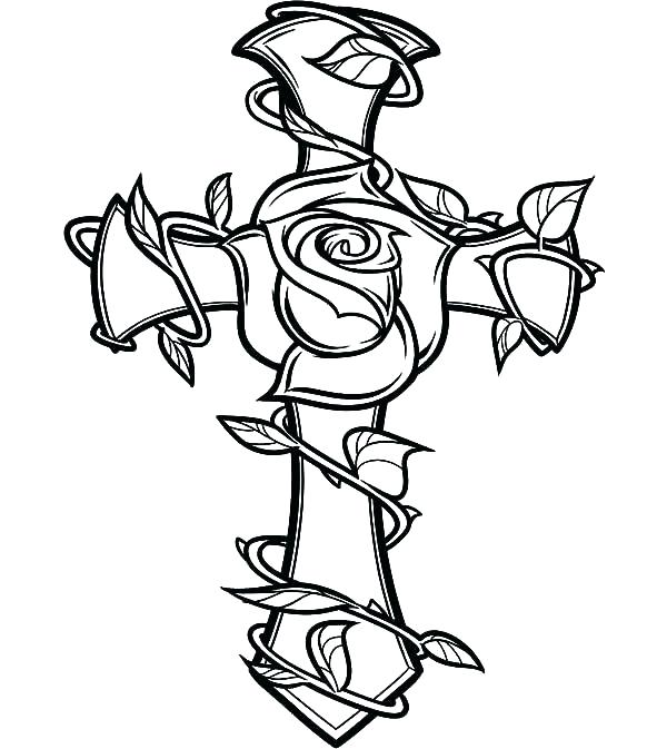 600x673 Cross Color Page Cross Coloring Pages In Addition To Cross Rose