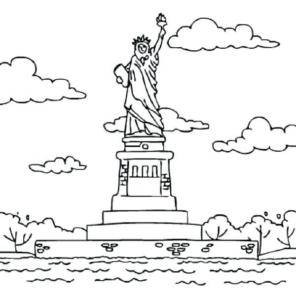 600x597 Statue Of Liberty Coloring Pages Coloring Book Page Of Statue