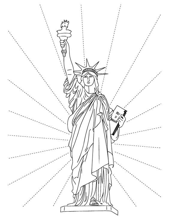 564x729 Statue Of Liberty Coloring Pages Lineart Patriotic