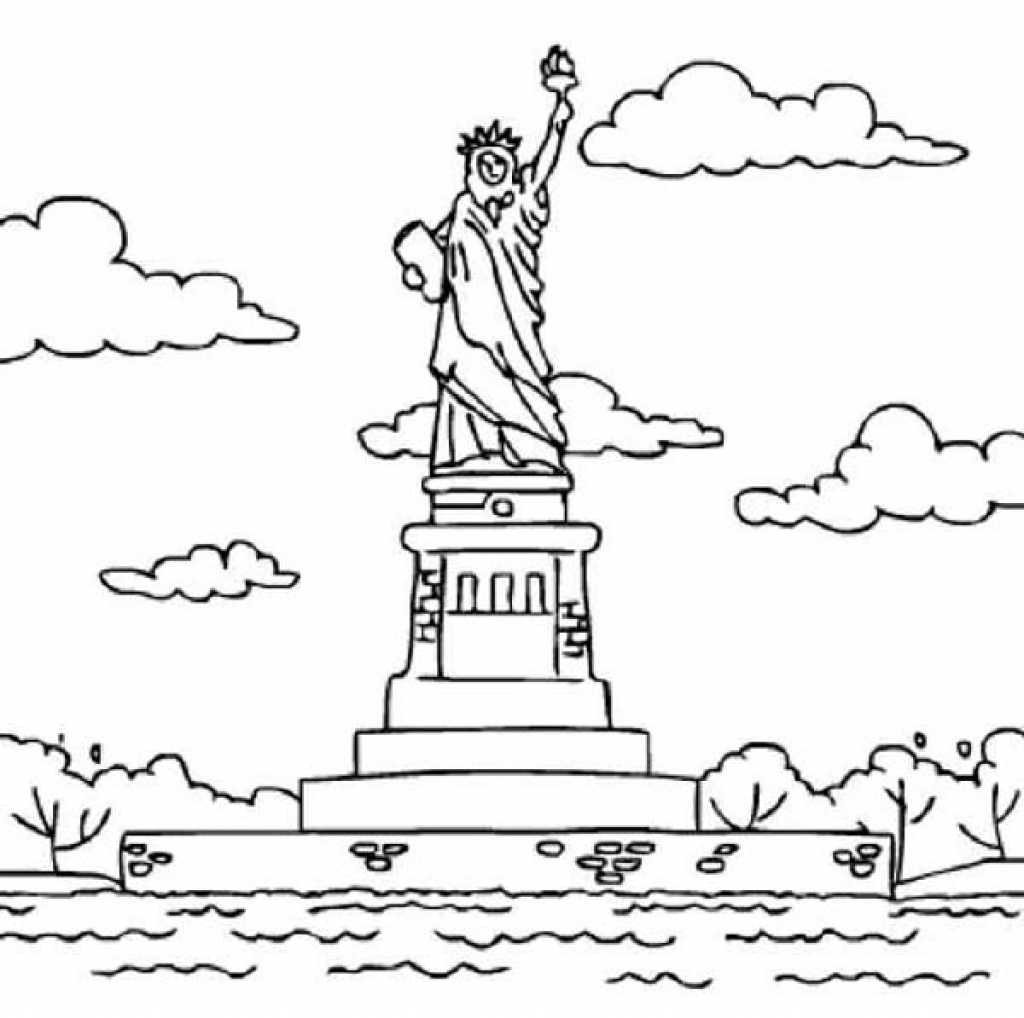 1024x1018 Immediately Statue Of Liberty Coloring Page Am