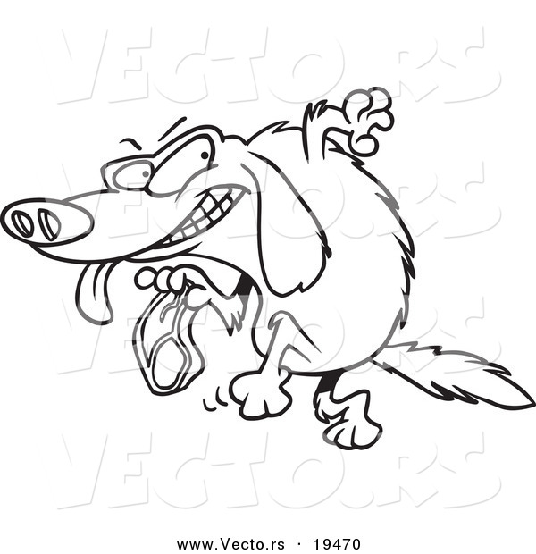 600x620 Vector Of A Cartoon Golden Retriever Stealing A Steak