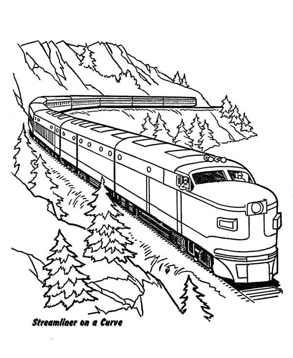 600x734 Streamliner Train On A Curve Coloring Page Color Luna