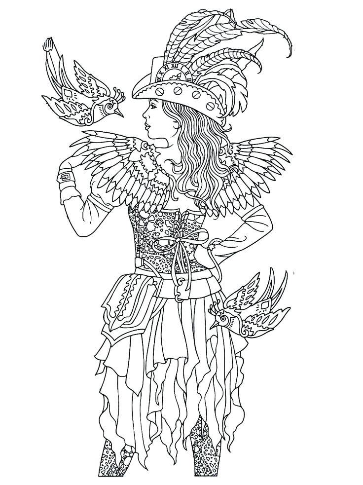 736x983 Steampunk Coloring Book Pages Creative Haven Steampunk Fashions