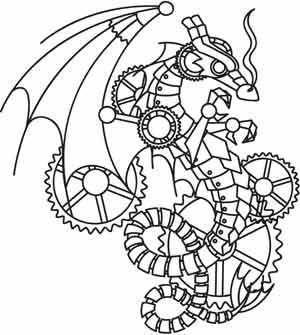 300x335 45 Best Steampunk Coloring Art Print Pages Colouring For Adults