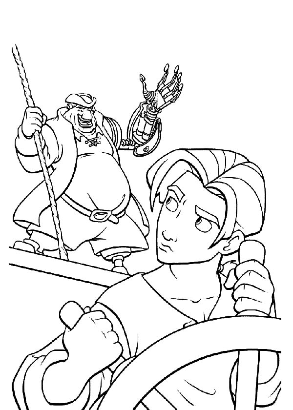 600x840 Treasure Planet John Command Jim To Hold Steering Wheel Coloring