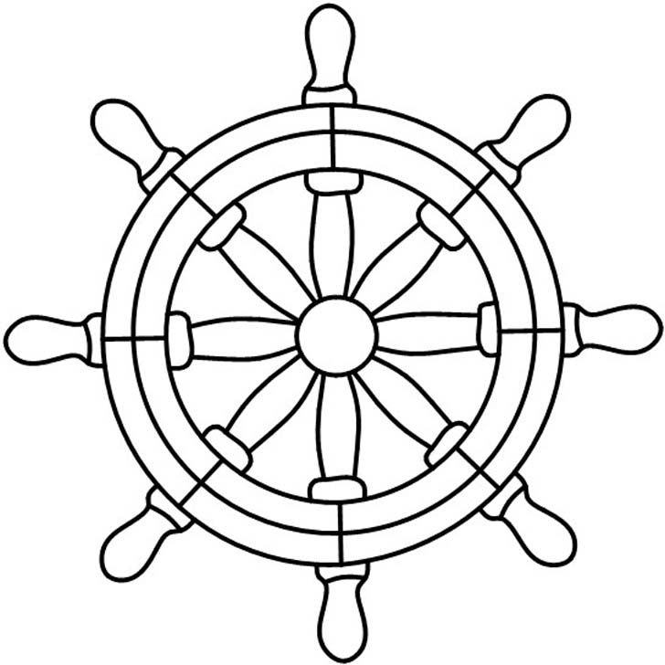 728x728 Ship Wheel Coloring Page Boat Steering Wheel Black And White