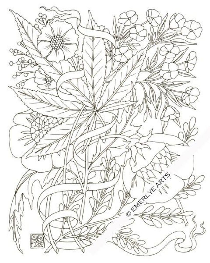819x1024 Weed Leaf Stencil With Marijuana Coloring Pages Creativemove Nice