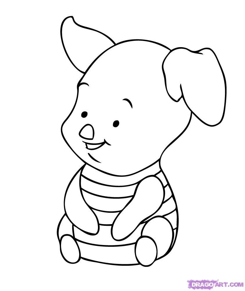 843x1000 Cartoon Character Coloring Pages Baby Tigger How To Draw Piglet
