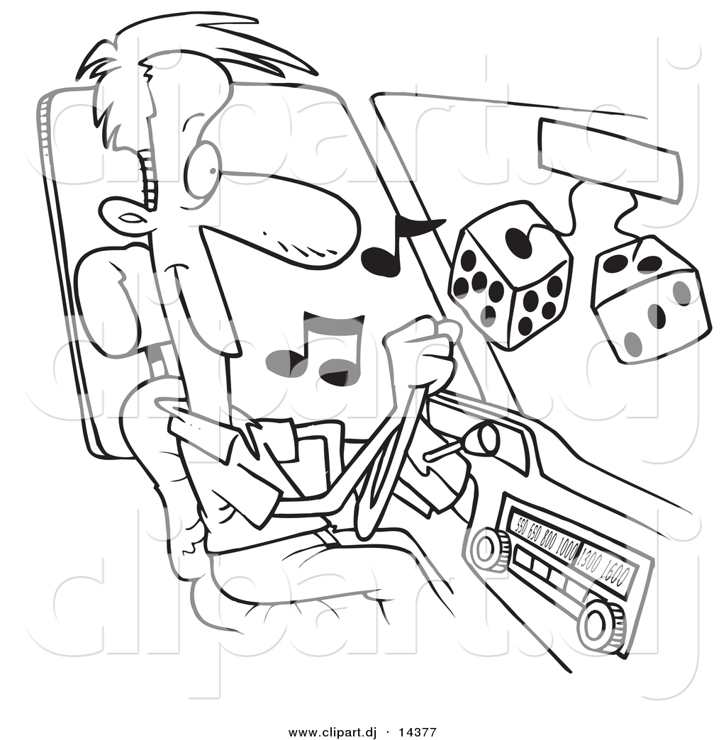 1024x1044 Vector Of Cartoon Man Listing To Tunes In His Car