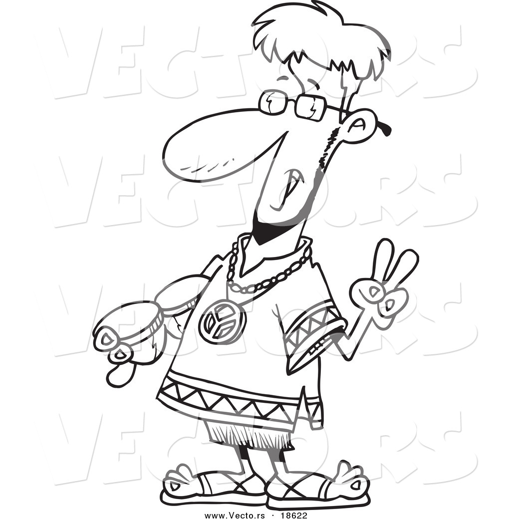 1024x1044 Vector Of A Cartoon Peaceful Hippie