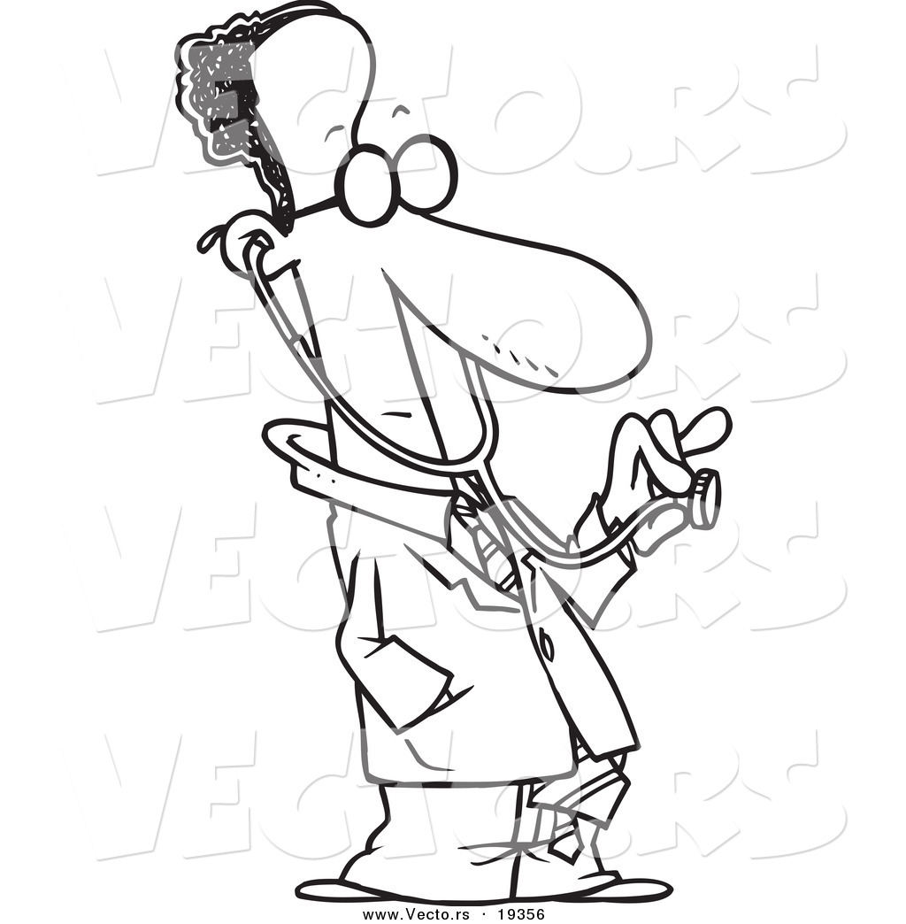 1024x1044 Vector Of A Cartoon Black Male Doctor Holding Out A Stethoscope