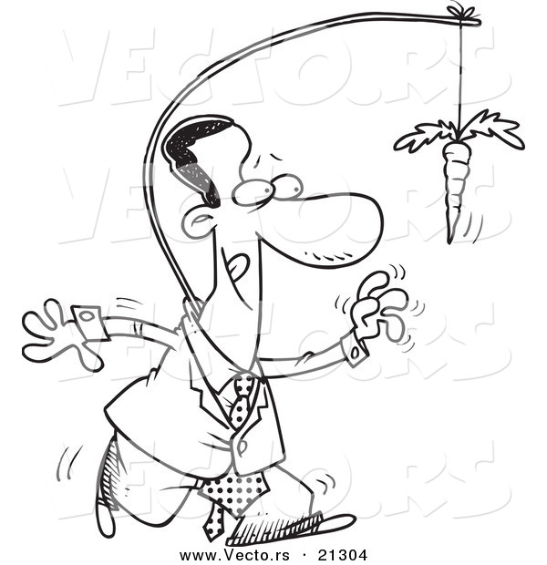 600x620 Vector Of Cartoon Black Businessman Chasingfter Carrot On
