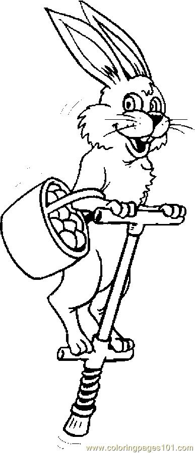 387x900 Bunny On Pogo Stick Coloring Page