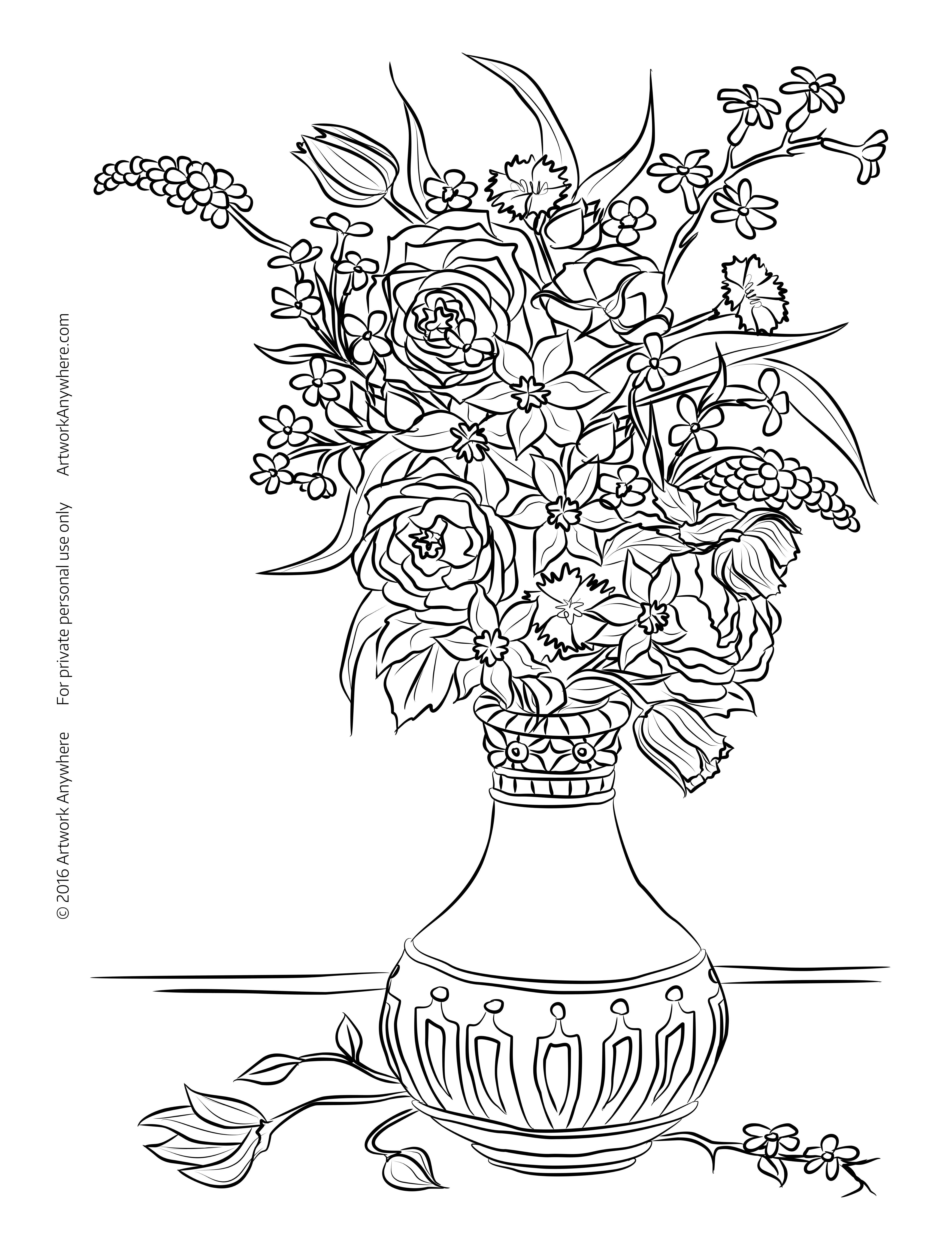 5100x6600 In Vase Click Here For Still Life Flowers In Vase Coloring Page