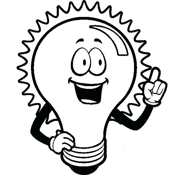 600x569 Stop Light Coloring Page Light Bulb Shining For An Idea Coloring