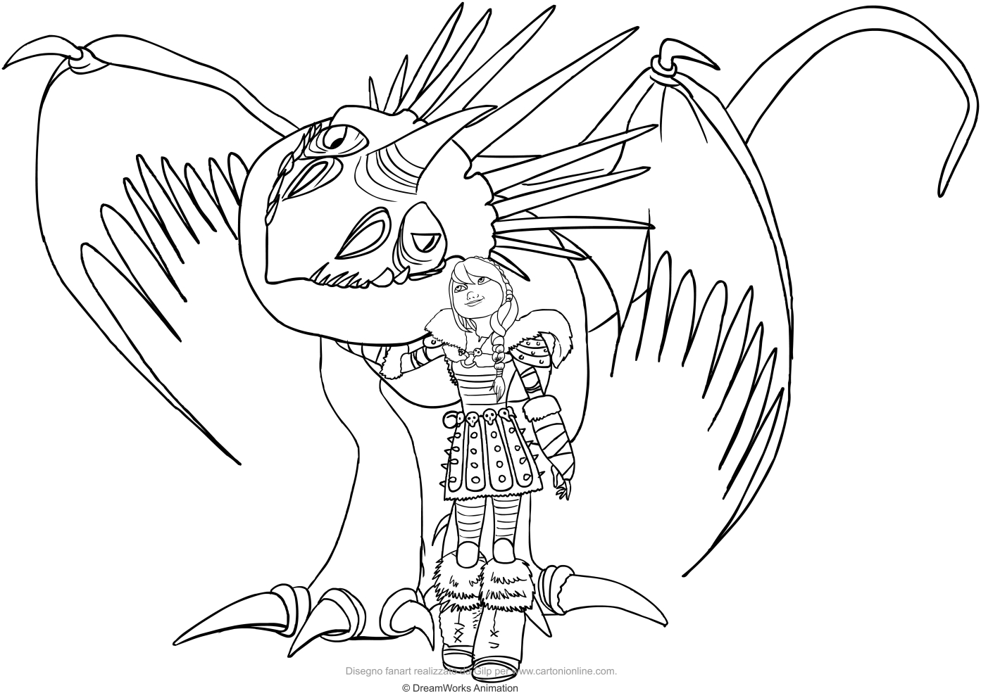 1393x992 Drawing Astrid And Tormenta The Dragon Coloring Page