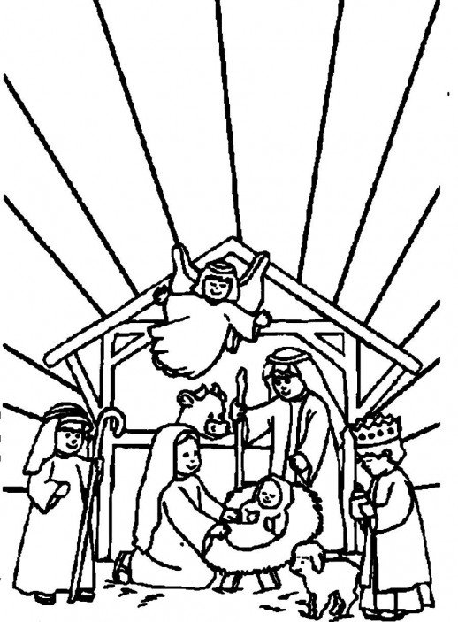 518x703 Bible Christmas Story All People And Angels Welcoming Baby Jesus
