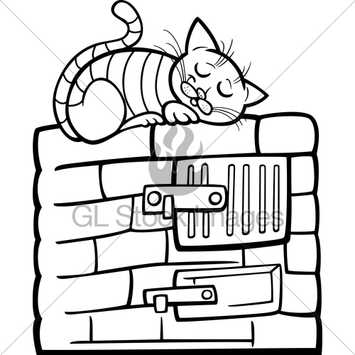 500x500 Cat On Stove Cartoon Coloring Page Gl Stock Images