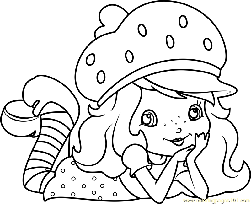 800x650 Cute Strawberry Shortcake Coloring Page