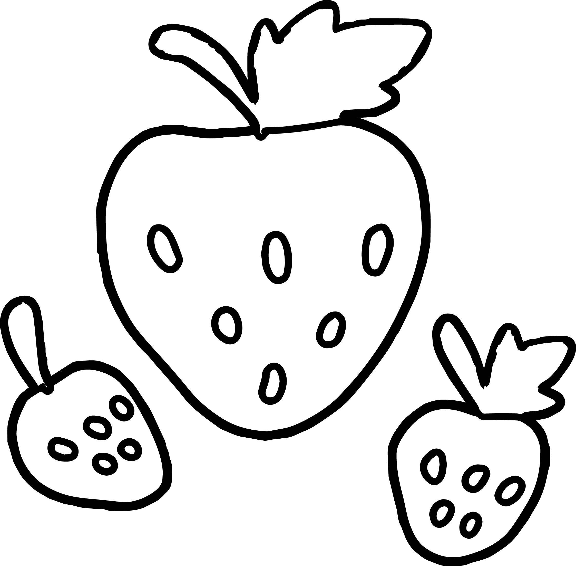 2245x2204 Basic Three Strawberry Coloring Page Wecoloringpage