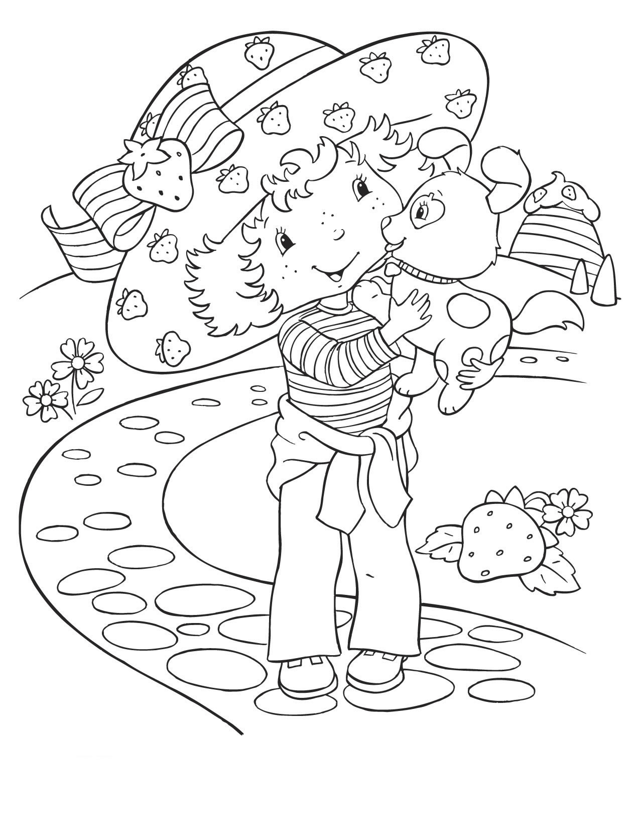 1275x1650 Coloring Page Strawberry Shortcake And Dog