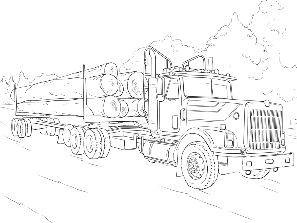 1024x768 Log Truck For Coloring Page