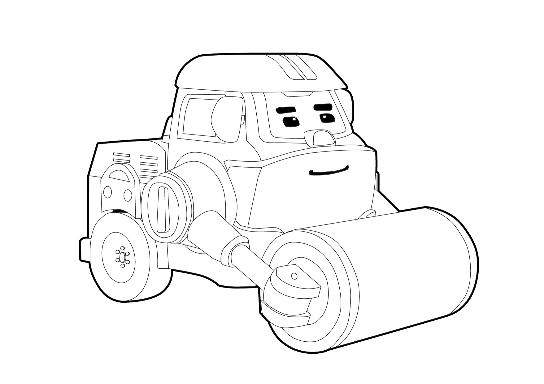 1757x1242 Robocar Poli Coloring Pages Yellow Steamroller Max