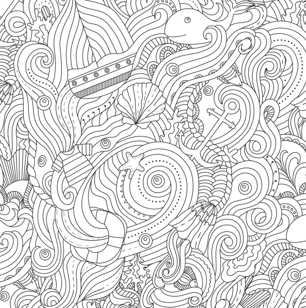 1020x1024 Coloring Pages Ocean Designs Adult Coloring Book Stress Relieving