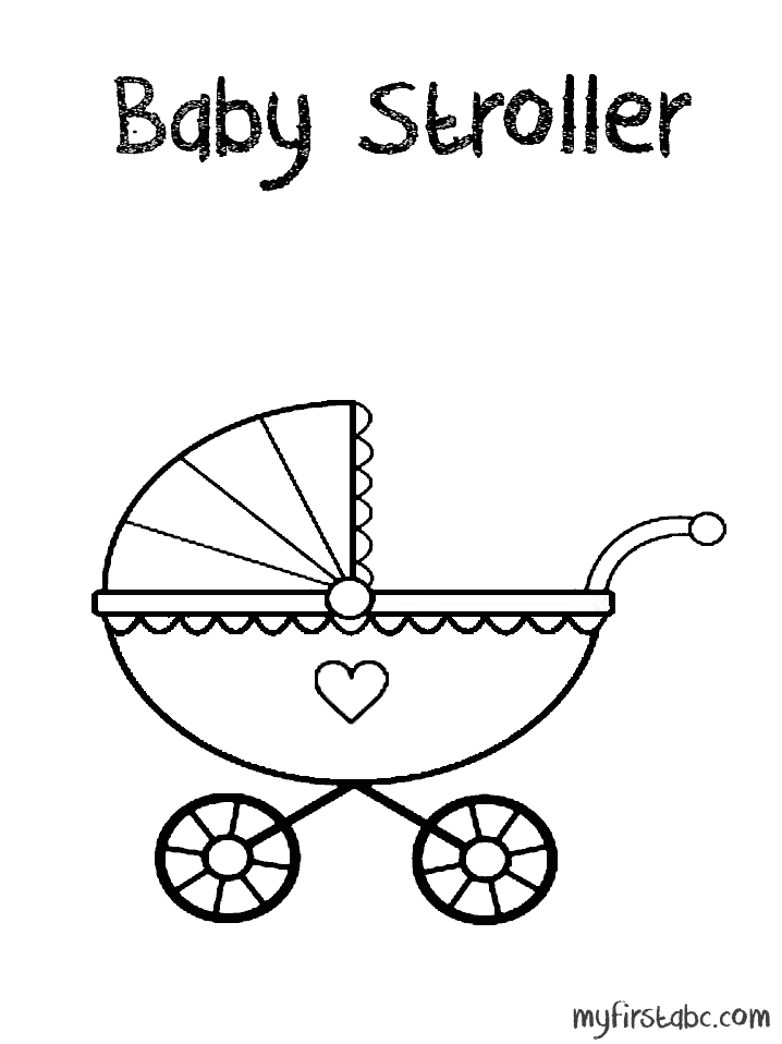 718x958 Baby Stroller Coloring Page