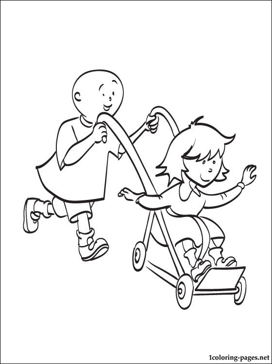 560x750 Caillou Pushing Rosie In Stroller Coloring Pages