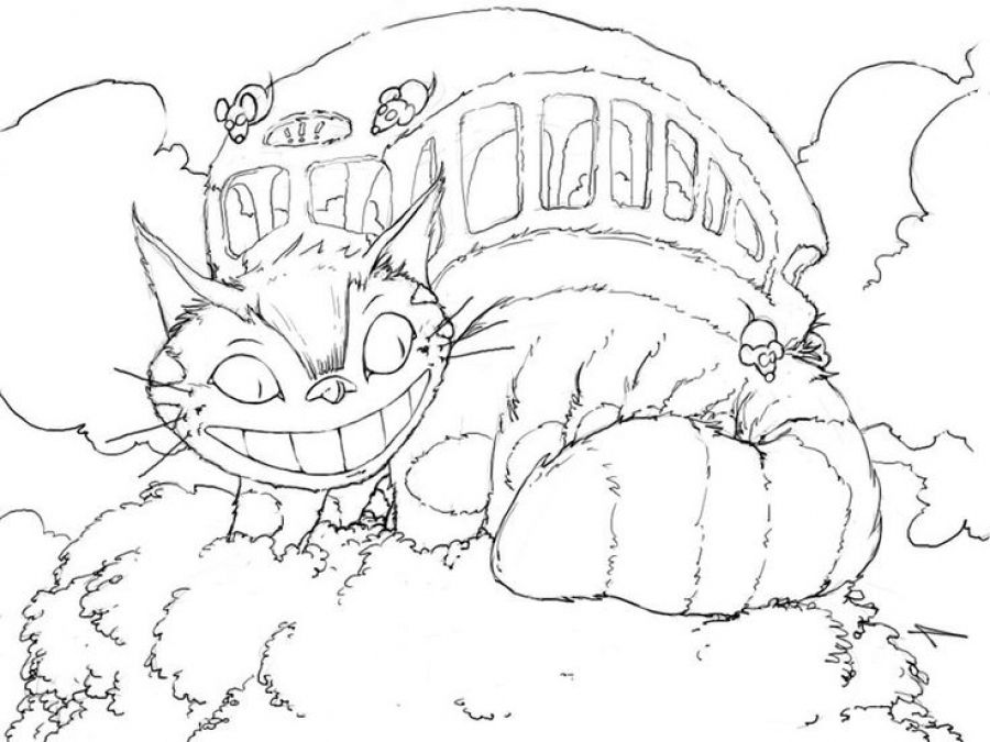 900x675 Catbus From Totoro Coloring Pages Japanese Anime Coloring Pages
