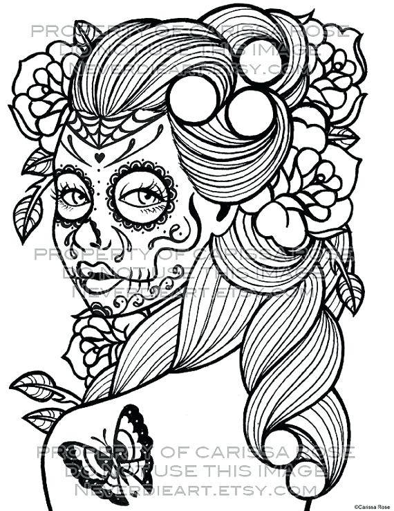 570x738 Ideas Day Of The Dead Coloring Pages For Adults Or Sugar Skull