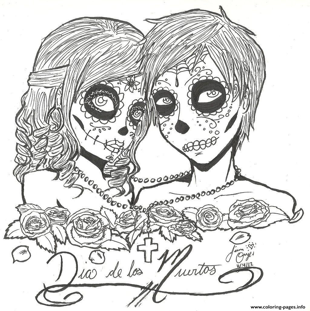1024x1026 Sugar Skulls Coloring Pages Day Of The Dead Skull Page Free
