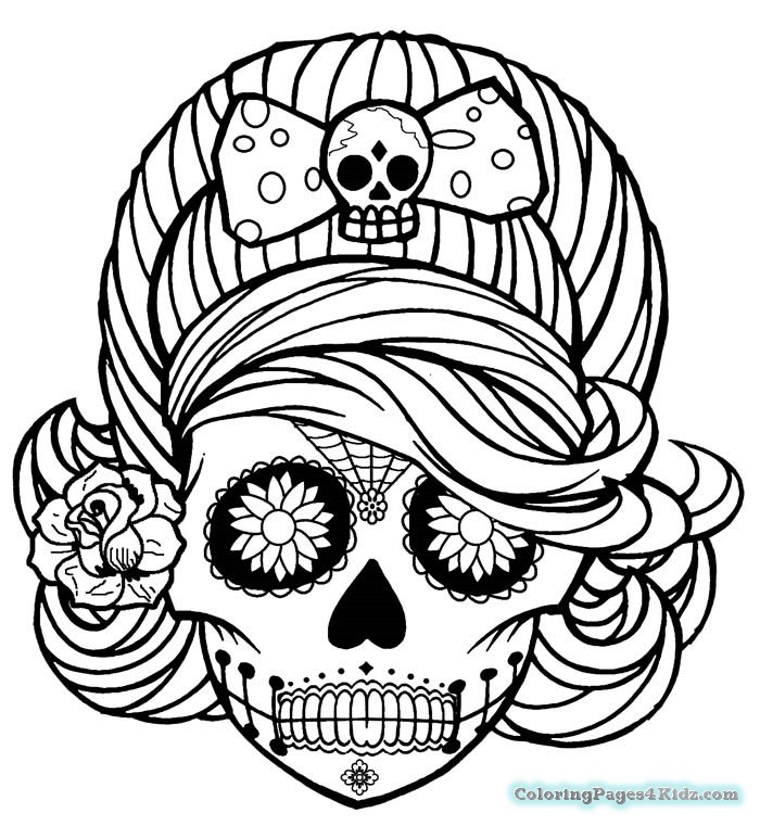 700x761 Girl Sugar Skull Coloring Pages Coloring Pages For Kids