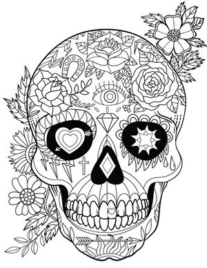 300x388 Sugar Skull Coloring Pages For Adults