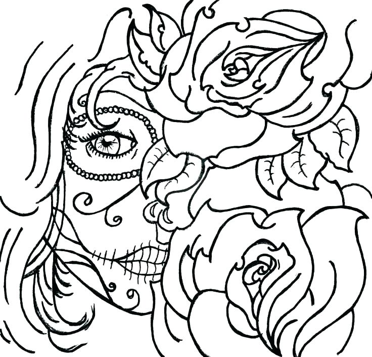 736x705 Candy Skull Coloring Pages With Sugar Skulls Coloring Pages Sugar