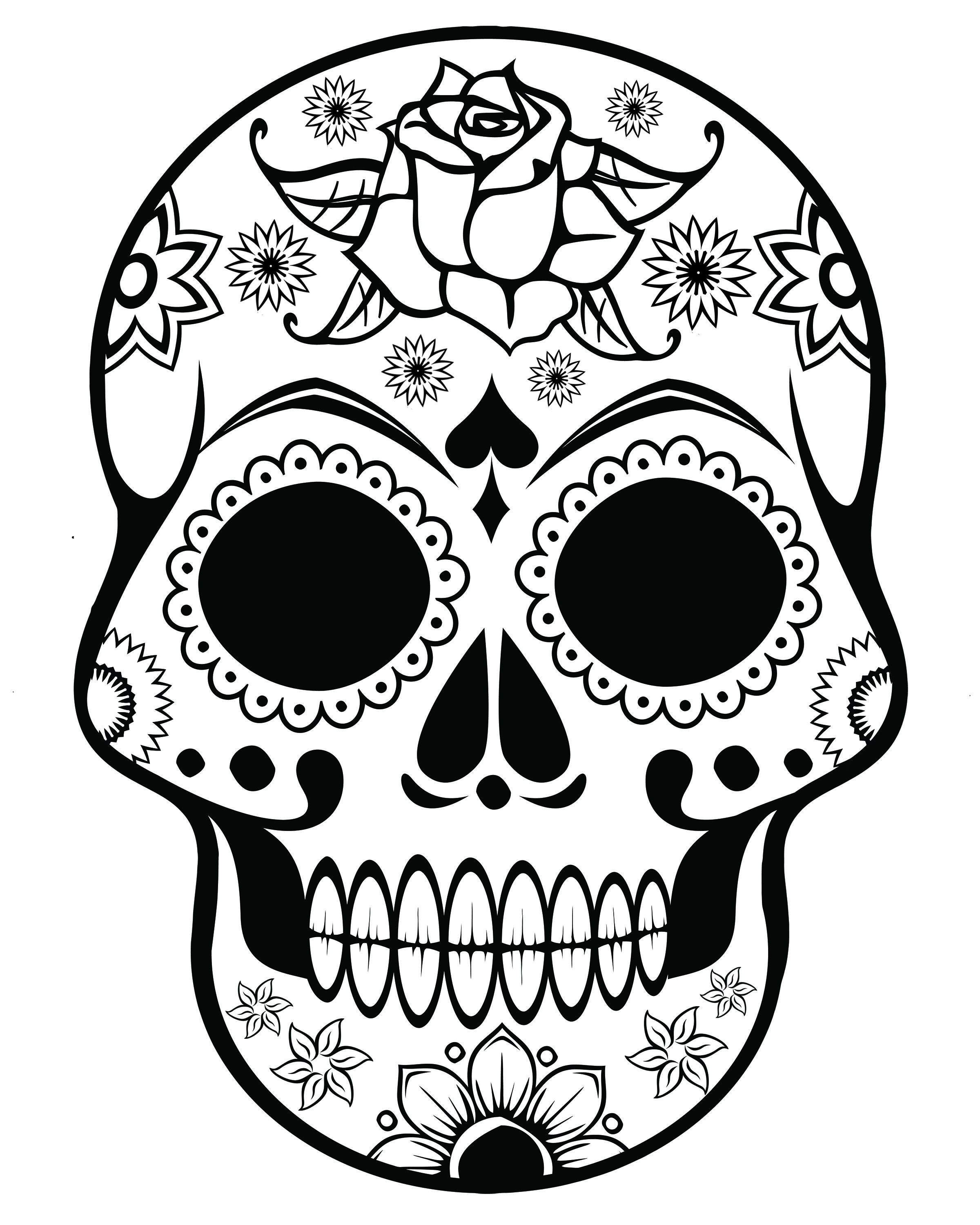 2400x3000 Sugar Skull Coloring Page