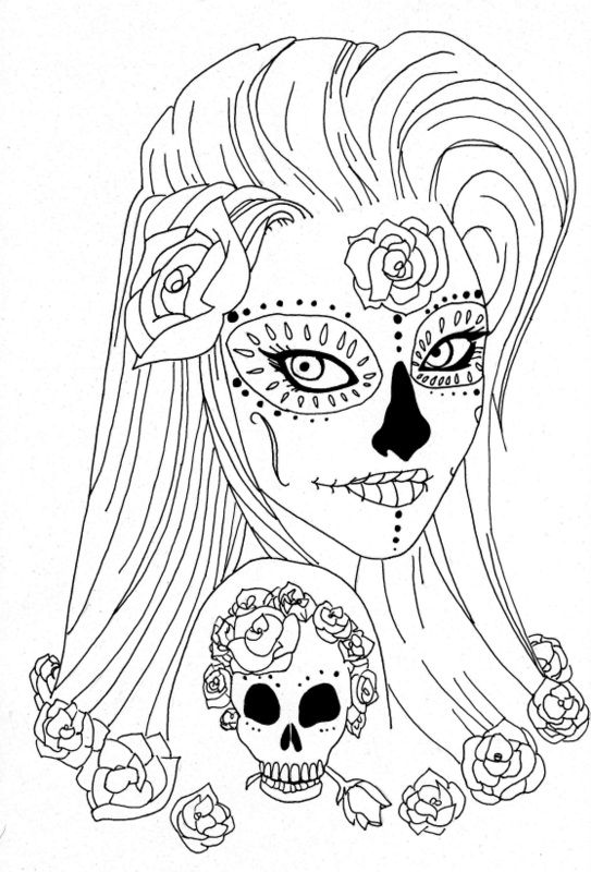 Sugar Skull Girl Coloring Pages