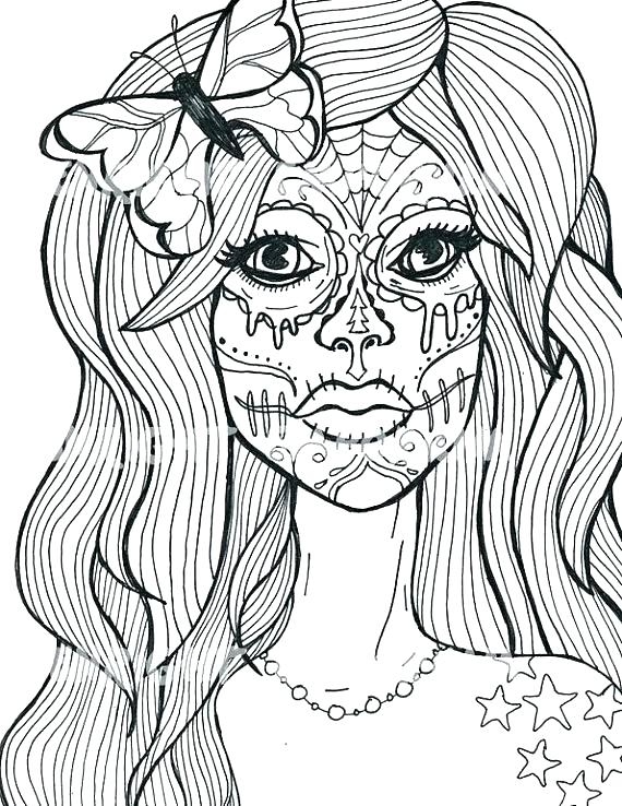570x738 Sugar Skull Colouring In Medium Size Of Sugar Skull Coloring Pages
