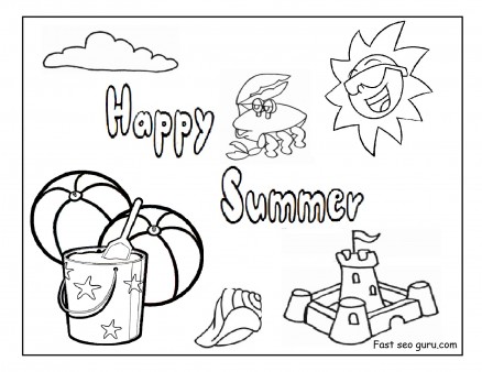438x338 Printable Happy Summer Beach Coloring Pages