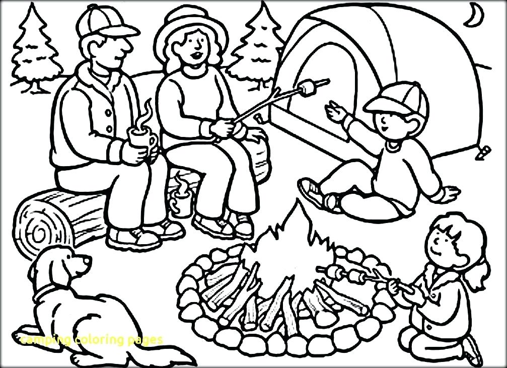 1007x731 Camping Coloring Pages Camping Coloring Pages To Print Summer Camp