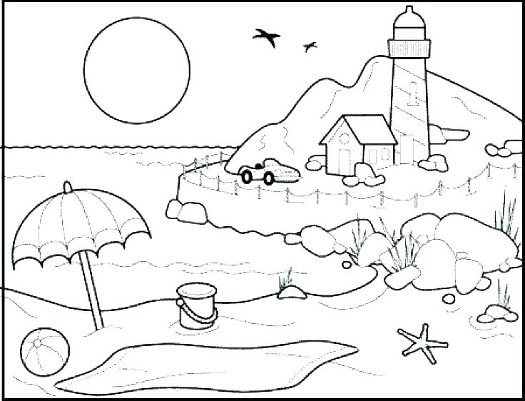 736x562 Beach Color Pages Beach Scene Coloring Pages Beach Coloring Pages