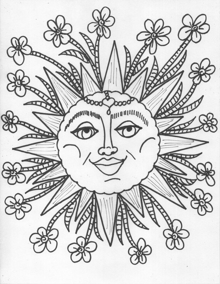 736x947 Adult Coloring Pages Free To Trippy Sun And Moon