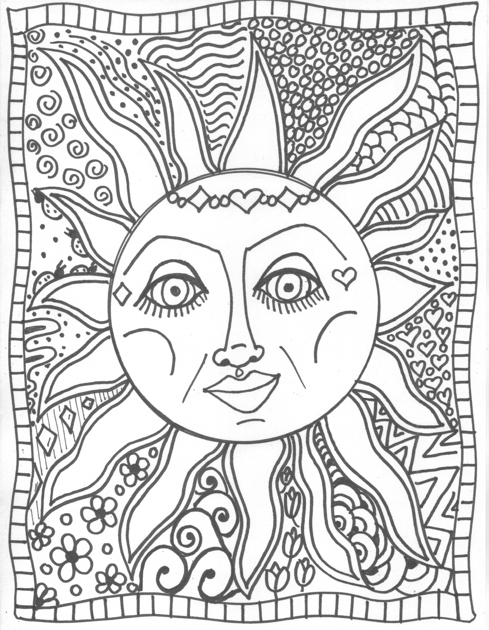 1700x2190 New Collection Of Solutions Printable Sun Mandala Coloring Page