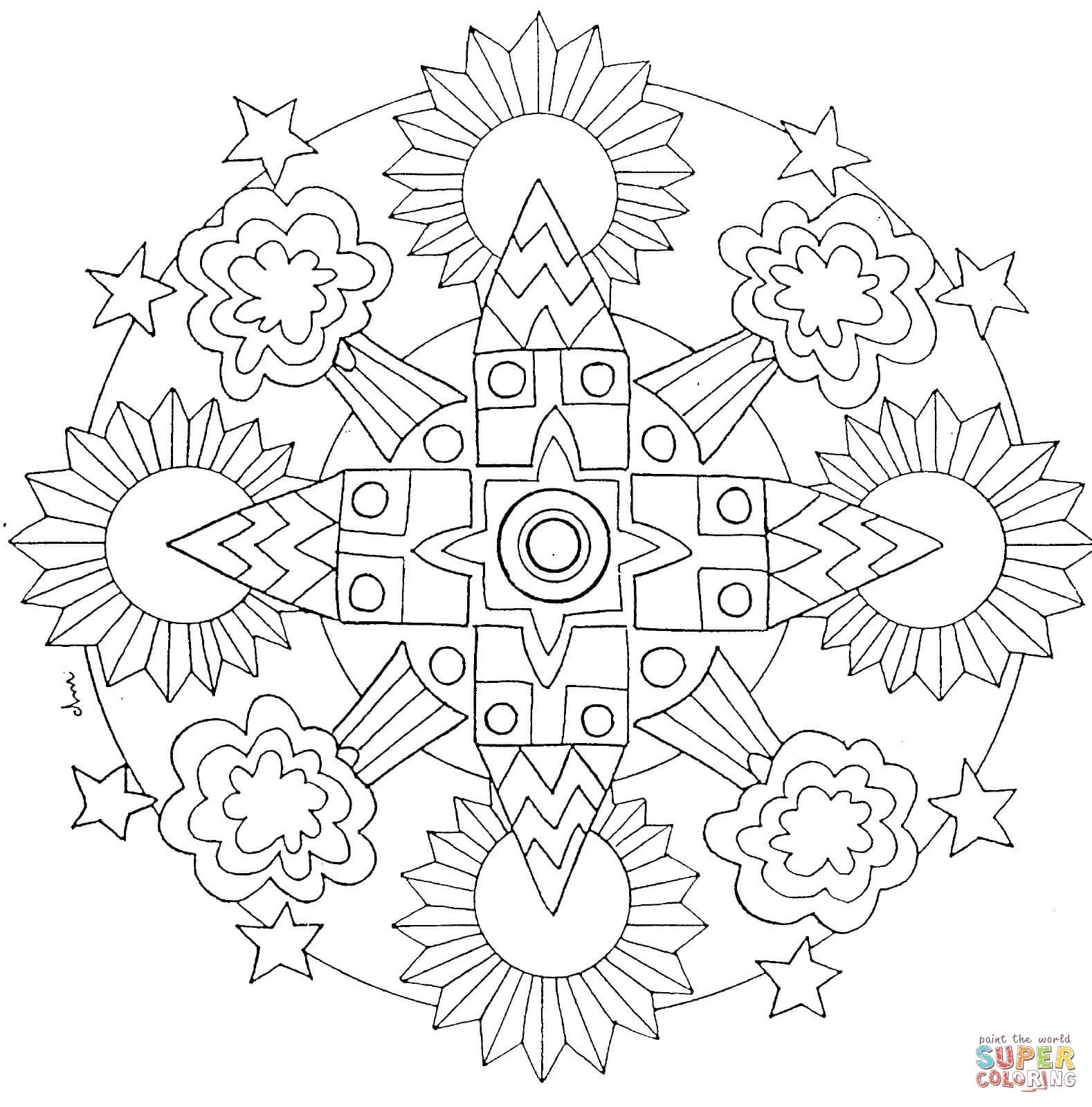 1578x1600 Sun Mandala Coloring Pages Star