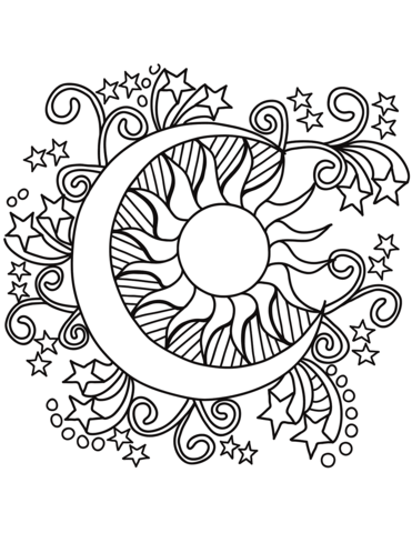 371x480 Sun And Moon Coloring Pages Pop Art Stars Page Free Printable